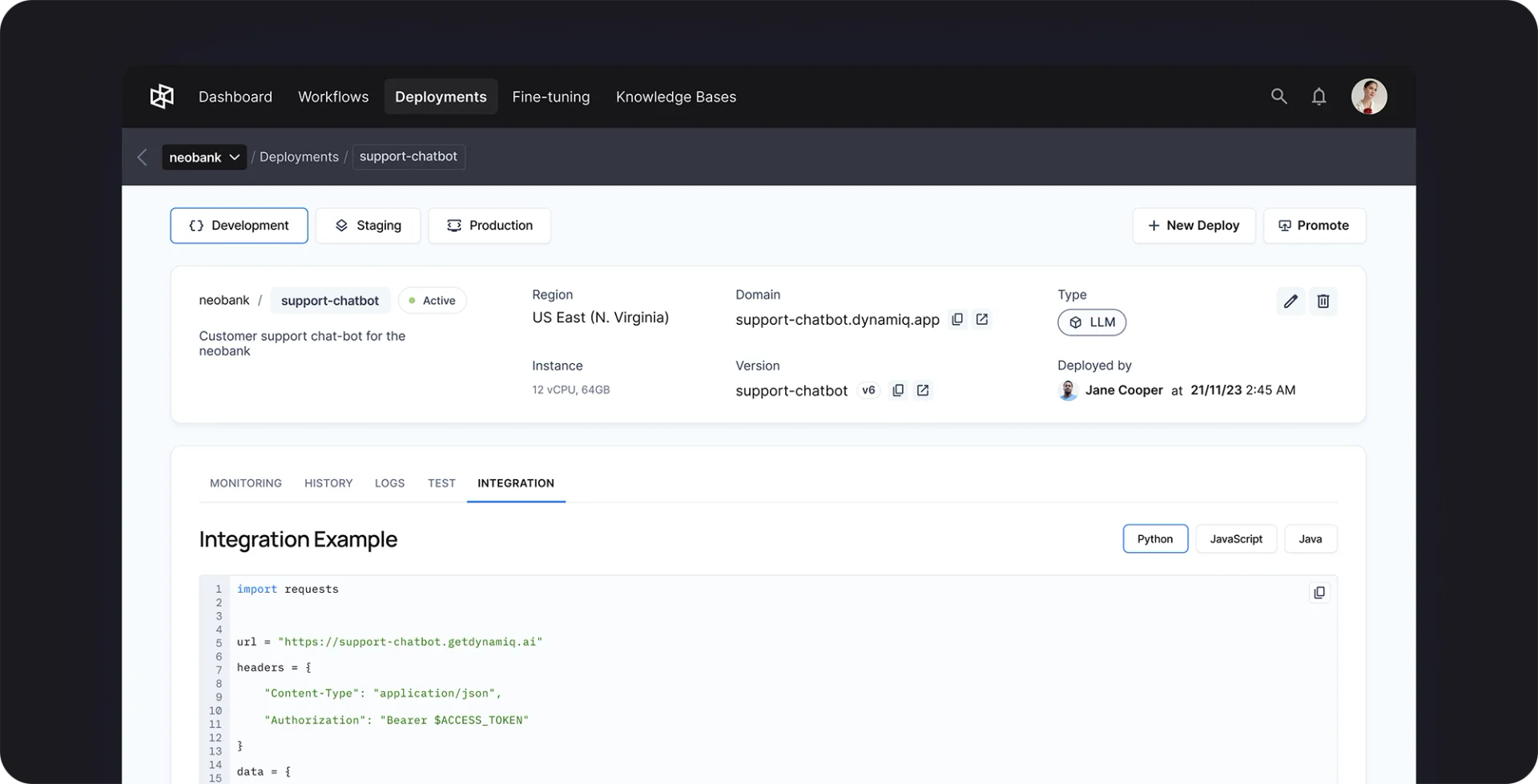 Getdynamiqai deployment capabilities
