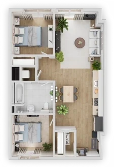 Getfloorplan 3D Full Color rendering