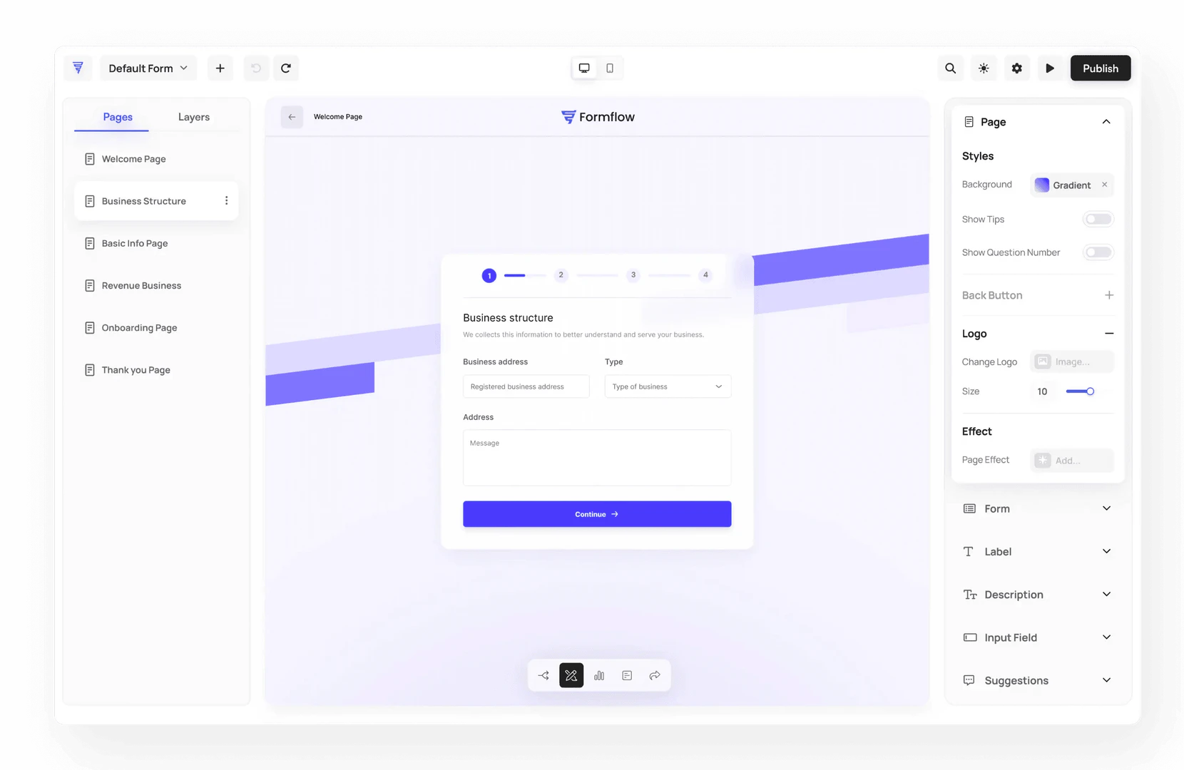 Getformflow usage step screenshot - Customize and share