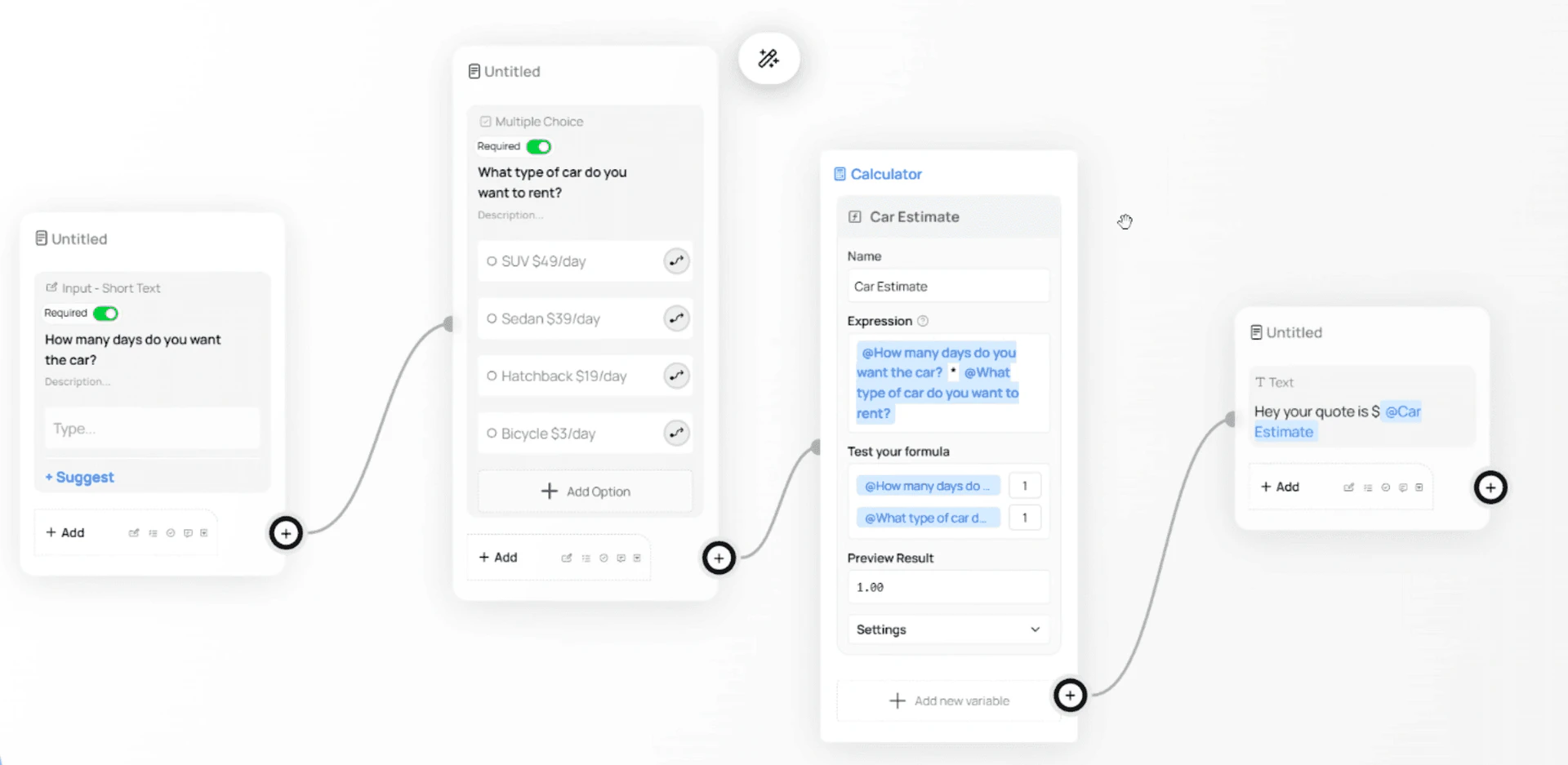 Getformflow feature demonstration - Calculation engine