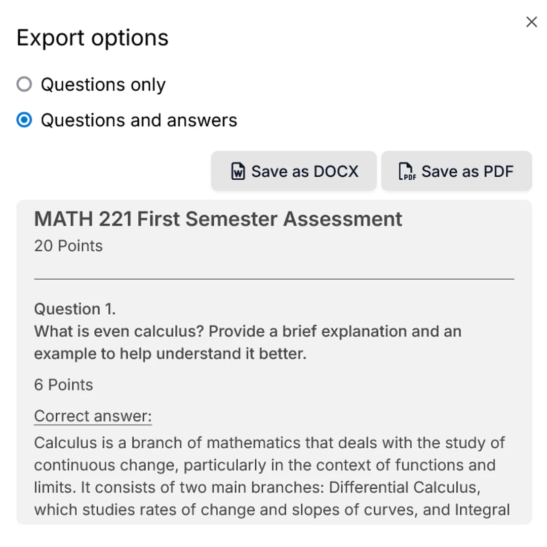 Getquizdom exporting and sharing features