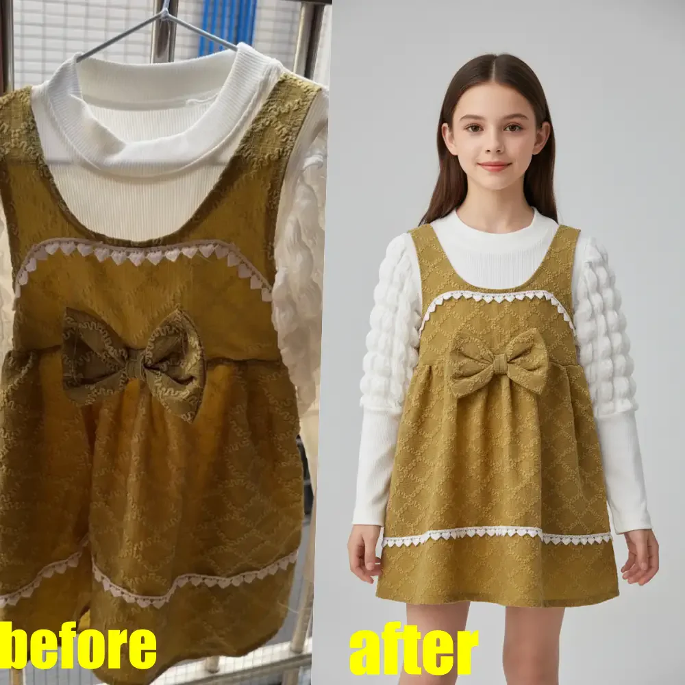 Studioify feature demonstration with AI-enhanced clothing photo