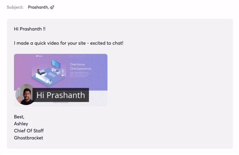 Ghostbracket email preview with personalized video