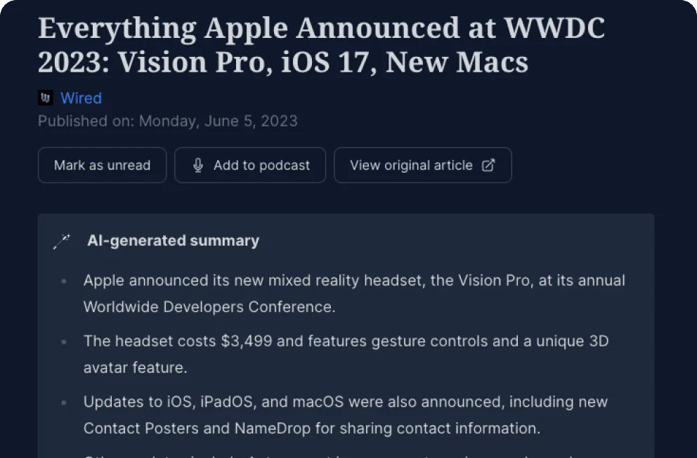 GistReader AI summaries demonstration