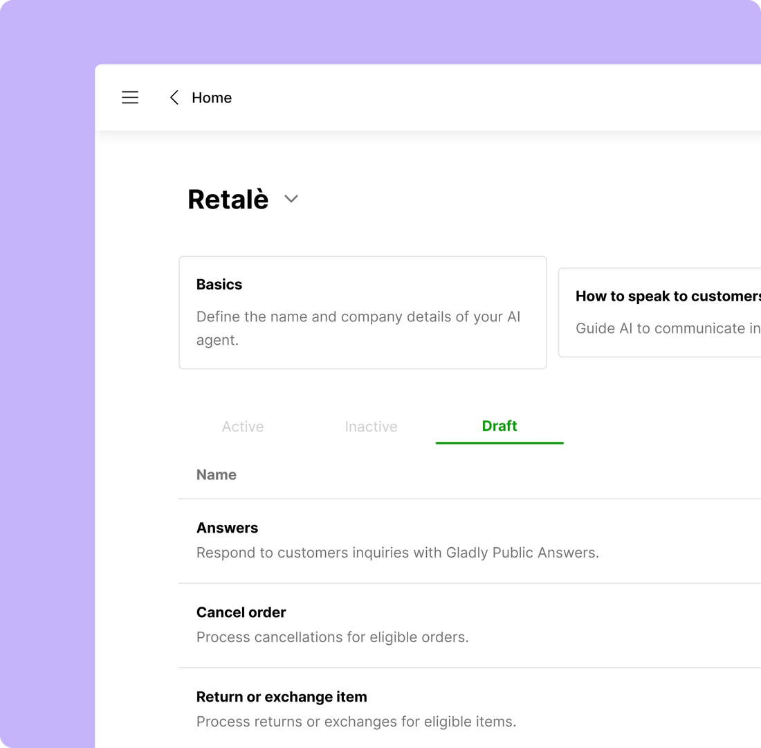 Gladly AI product interface overview