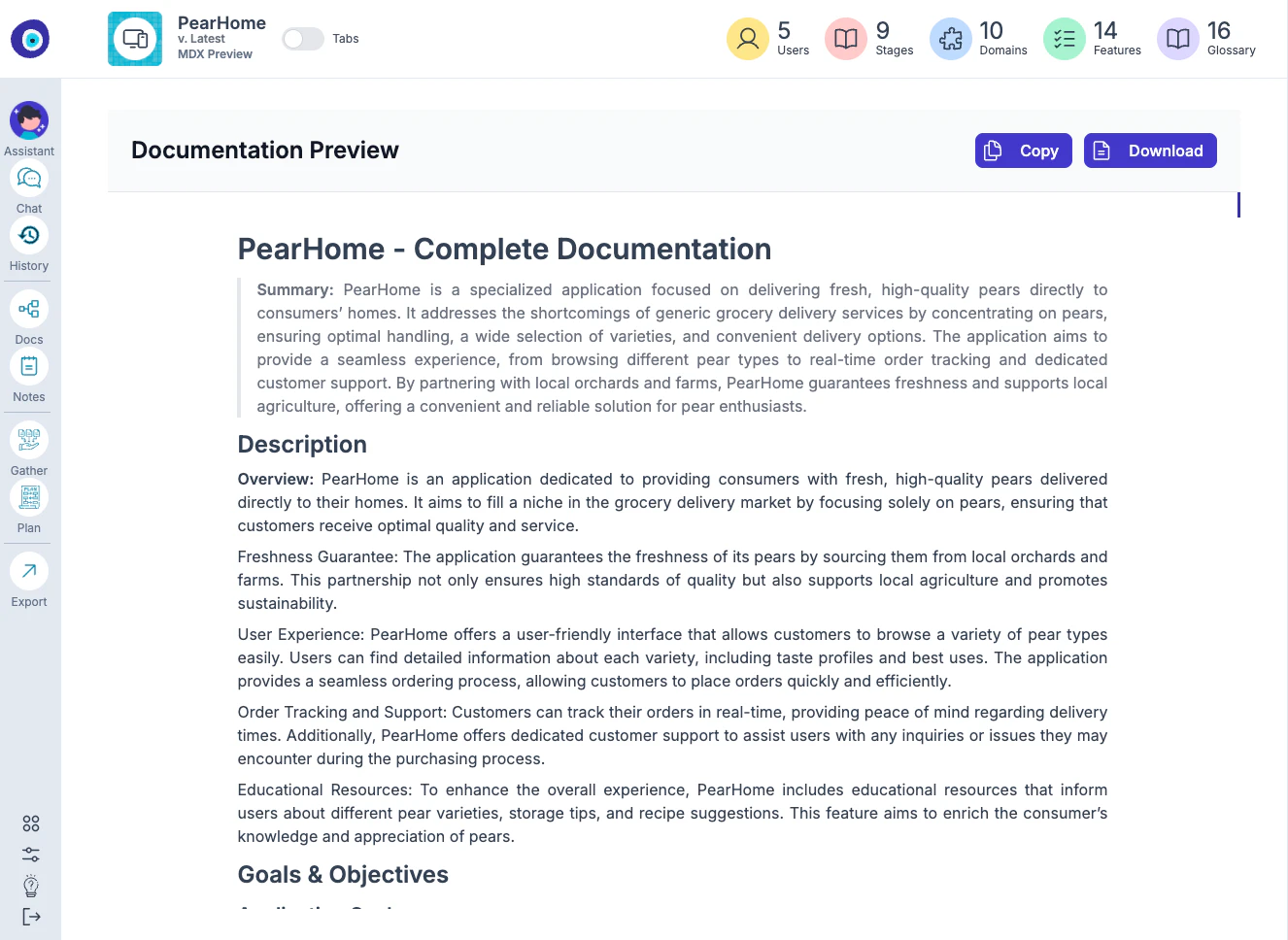 Gluecharm document export interface