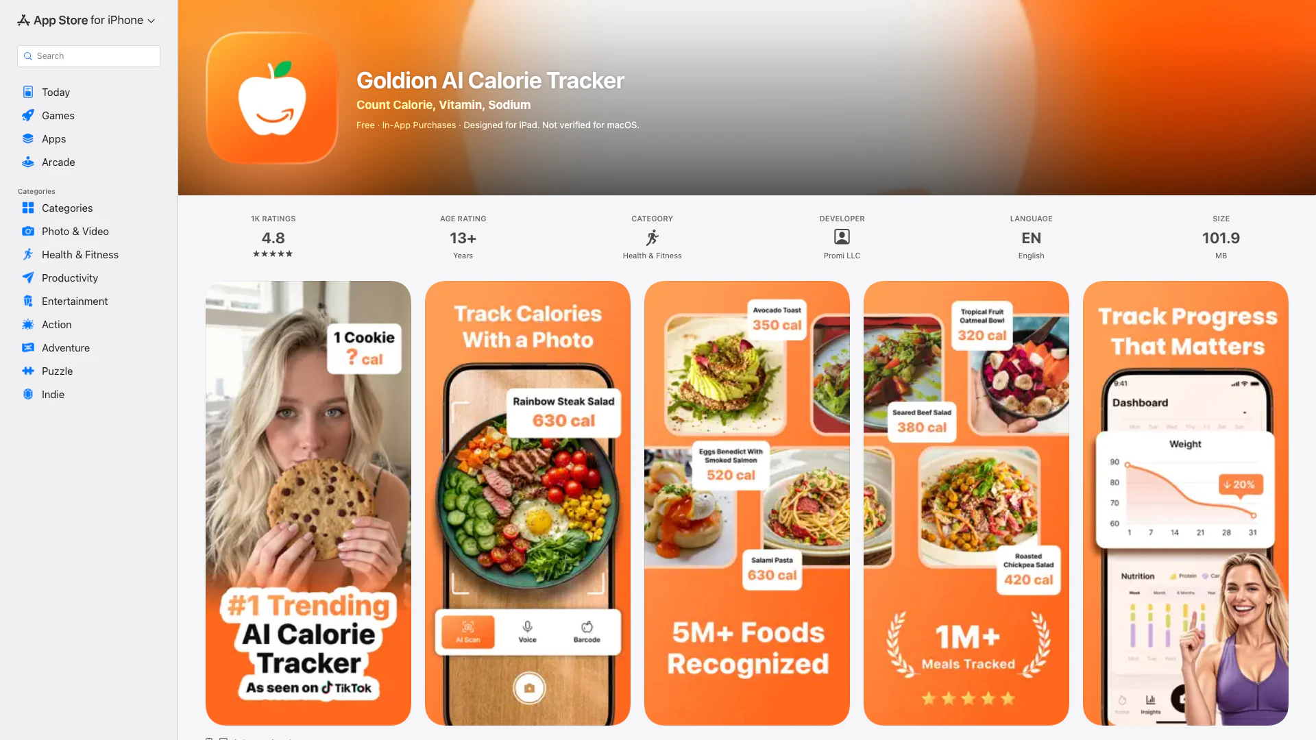 Goldion Ai Calorie Tracker screenshot