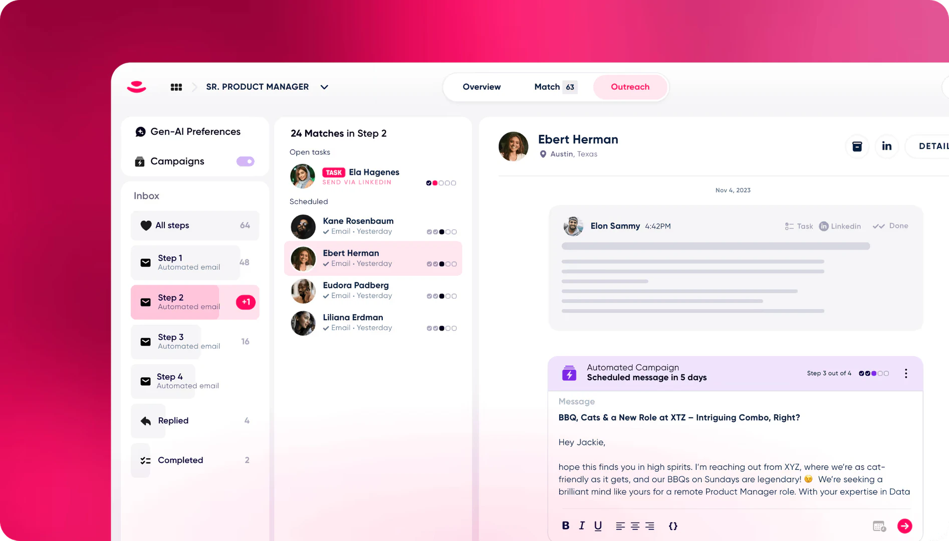 Goperfect operation interface for candidate outreach