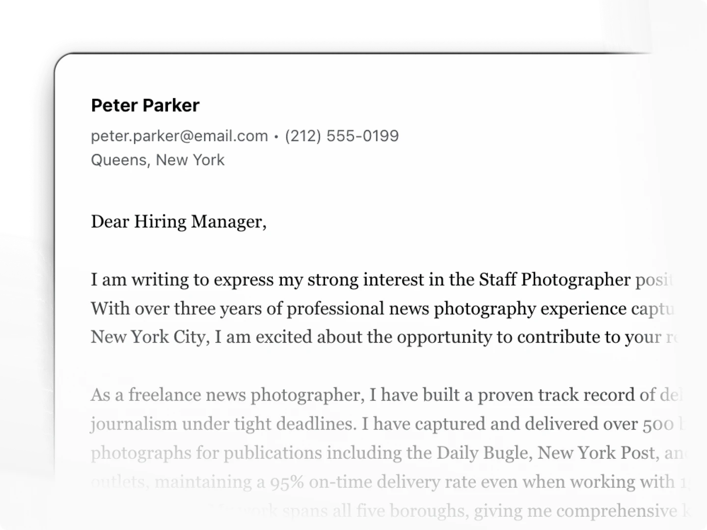 Gopronto cover letter generation feature