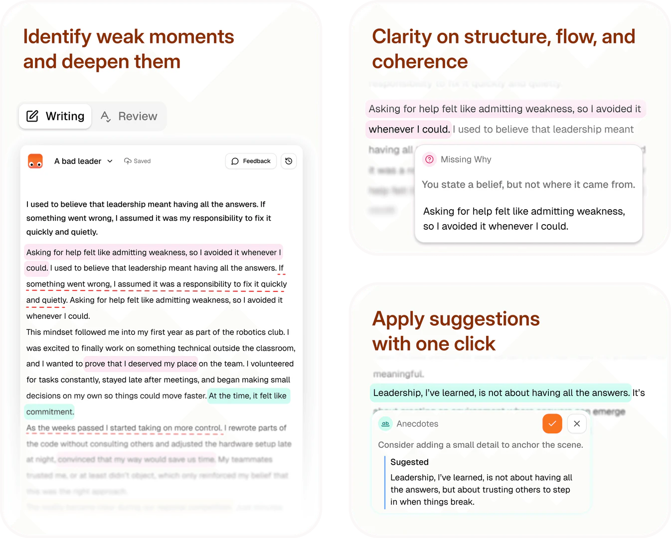 Gradbro features demonstration - Review tool