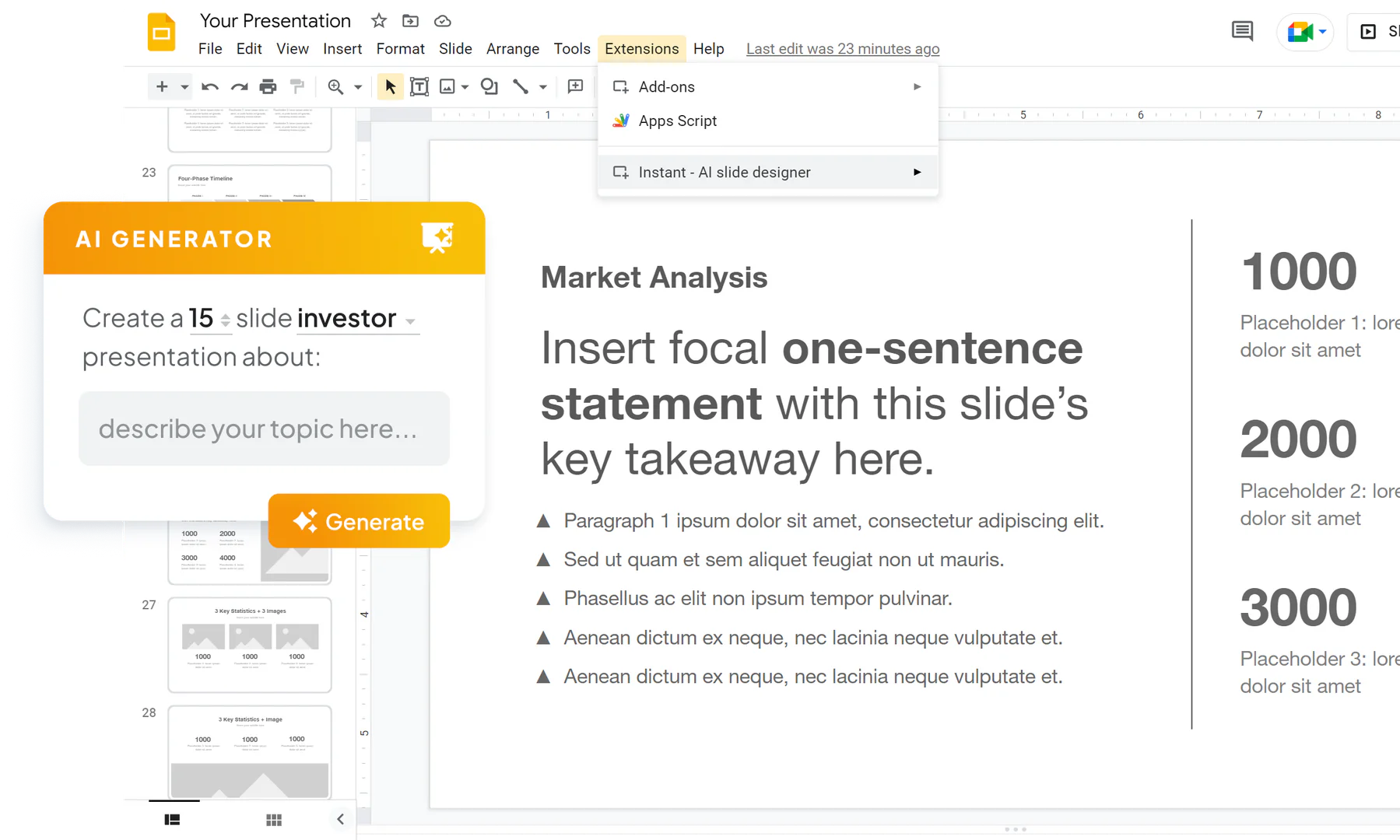 graphicsai AI presentation generator for Google Slides