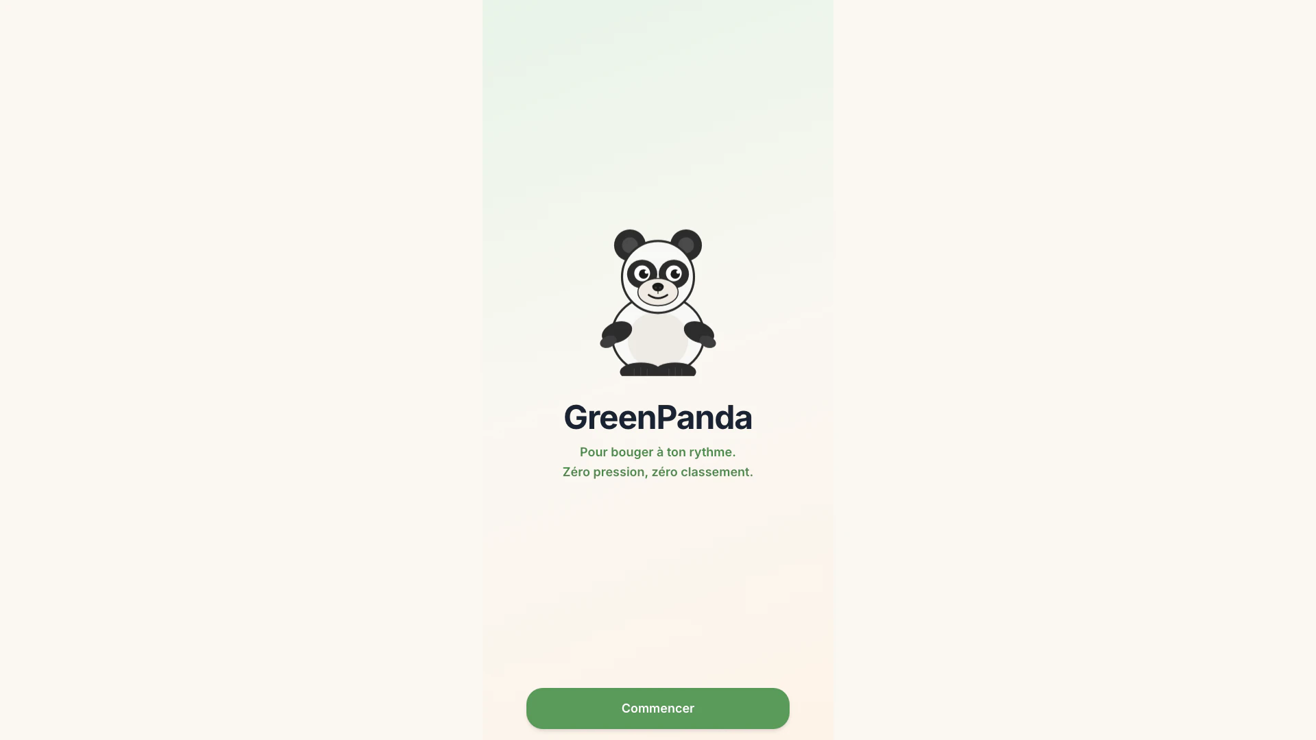 Greenpanda website screenshot showing Greenpanda is a daily and caring sports ... interface and features