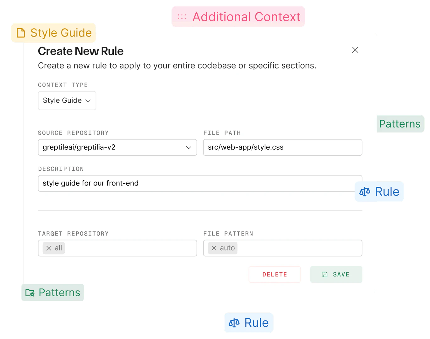 Greptile custom rules feature