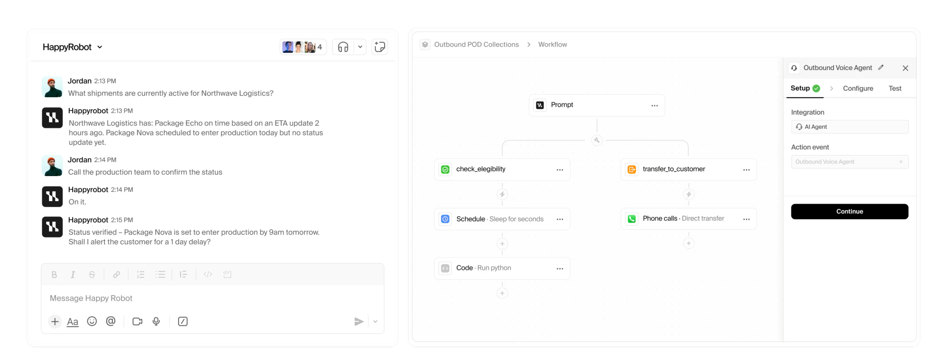 HappyRobot product overview interface