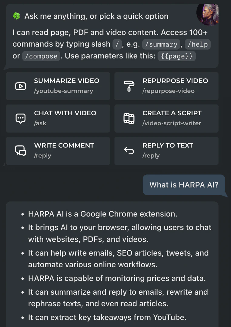 HARPA AI usage step screenshot