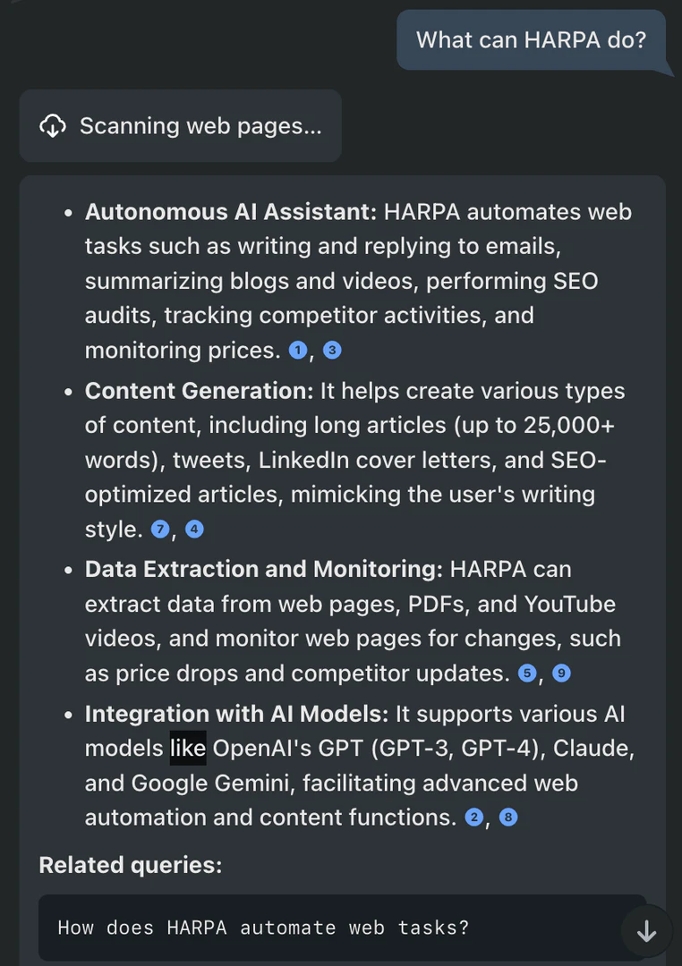 HARPA AI use case example