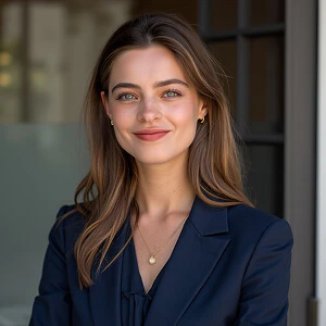 AI-generated headshot of a man in a black suit