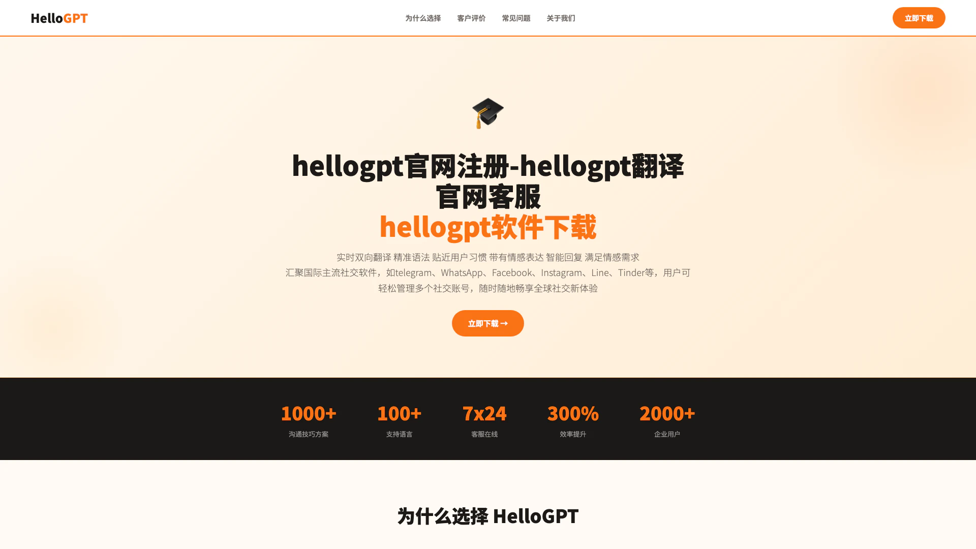 Hellogptvip website screenshot showing HelloGPT ist ein fortschrittliches Übers... interface and features
