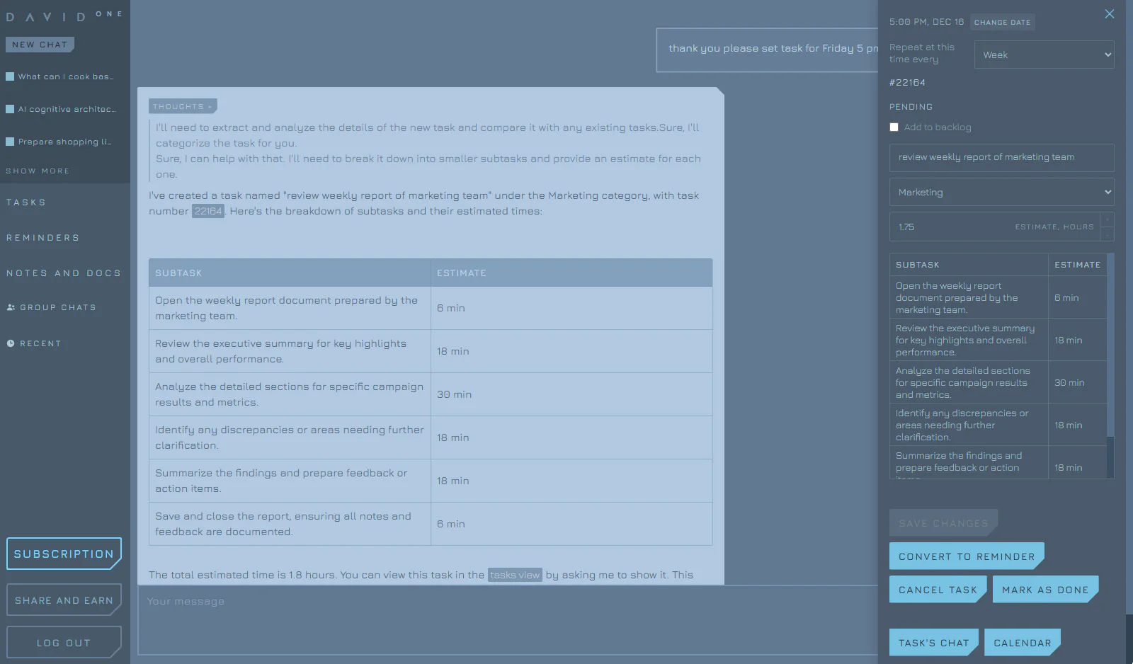Heydavidai task management feature