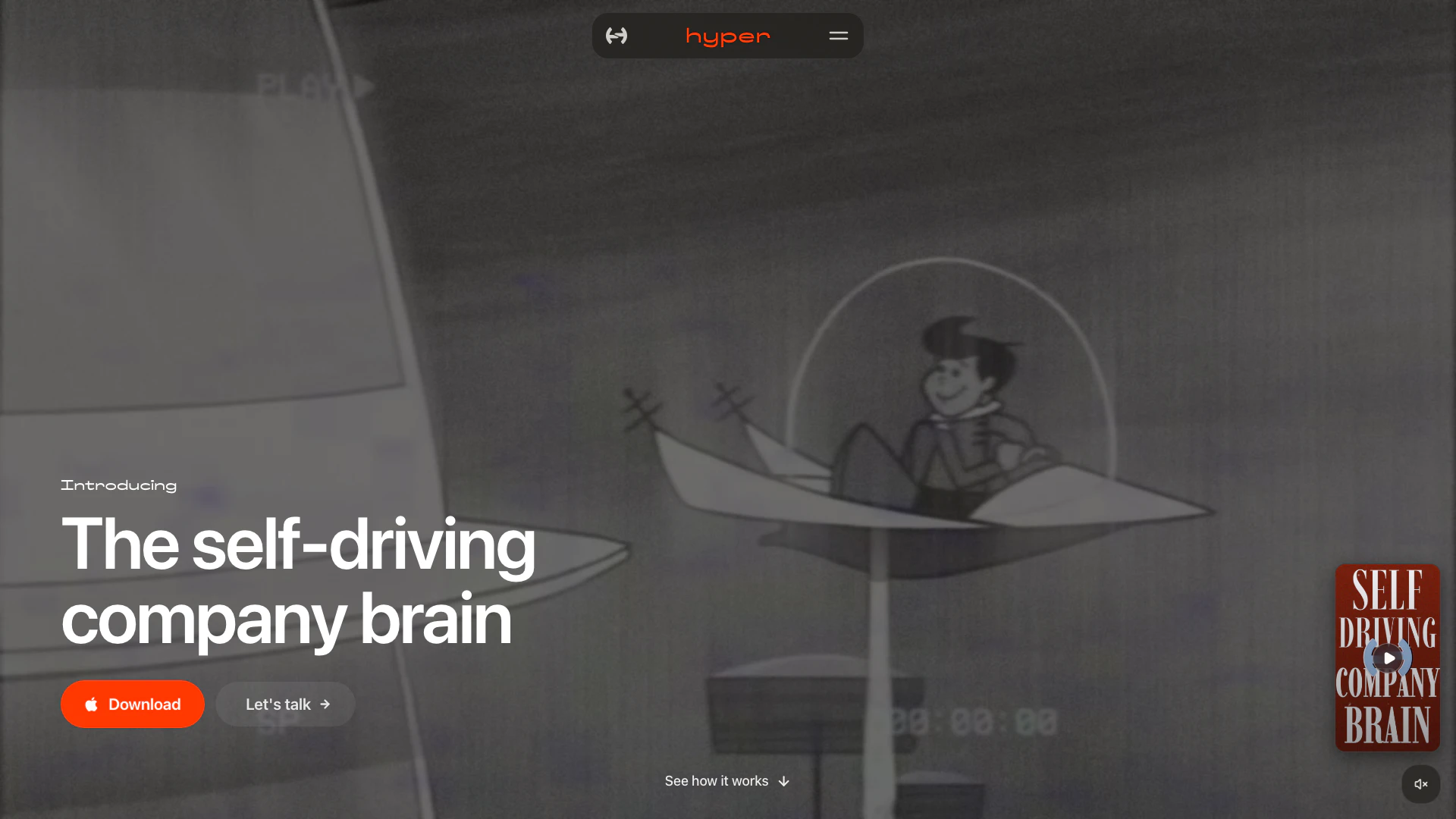 Heyhyperai website screenshot showing Heyhyperai transforms your company into ... interface and features