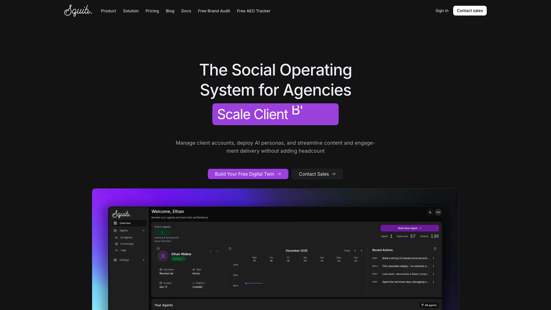 Heysquib website screenshot showing Heysquib é a plataforma definitiva para ... interface and features