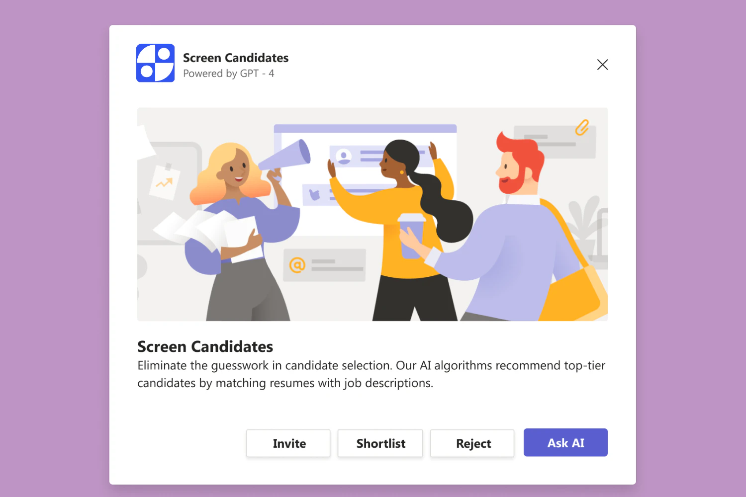 Hirehoc candidate screening interface