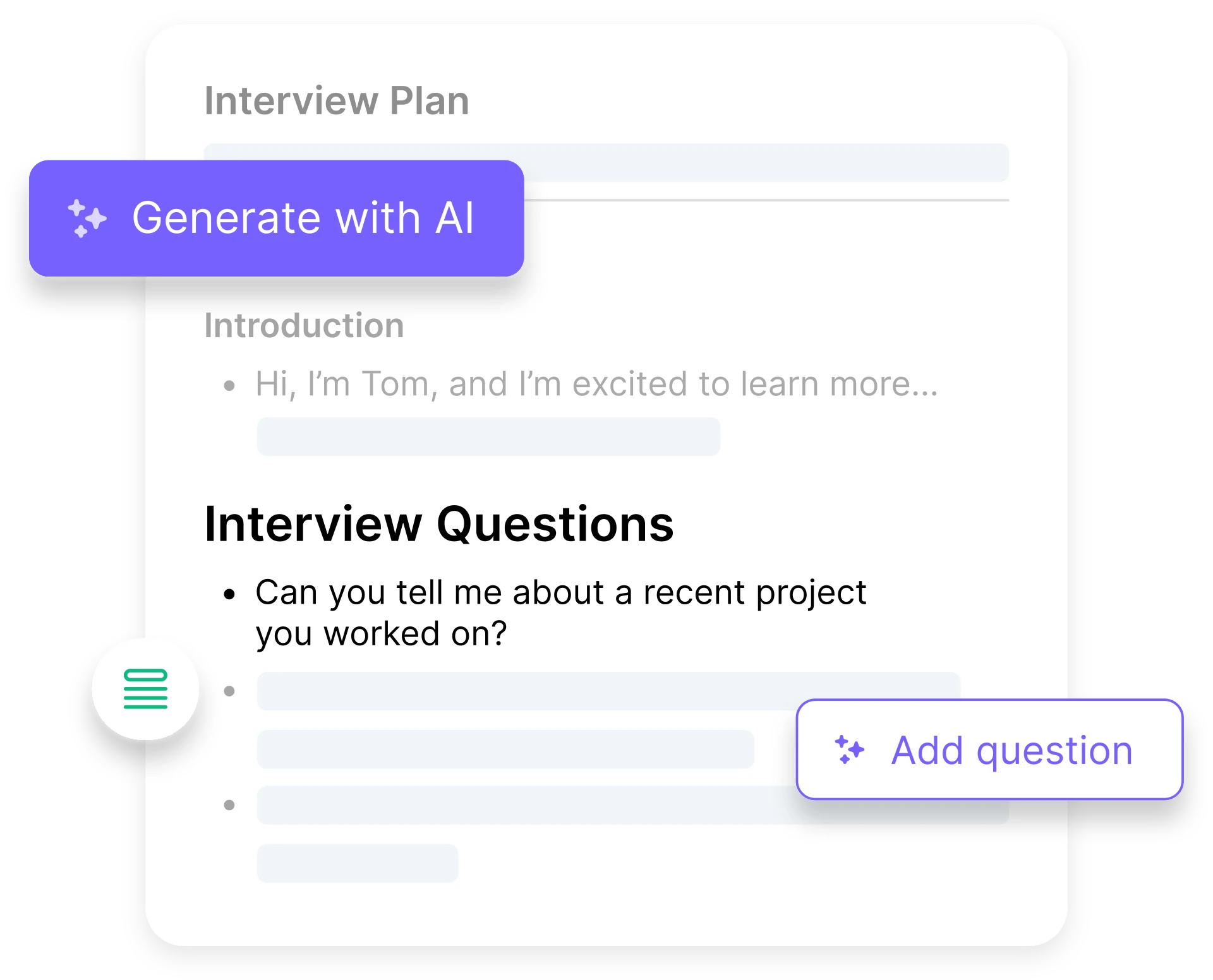Hirezen interview planning interface
