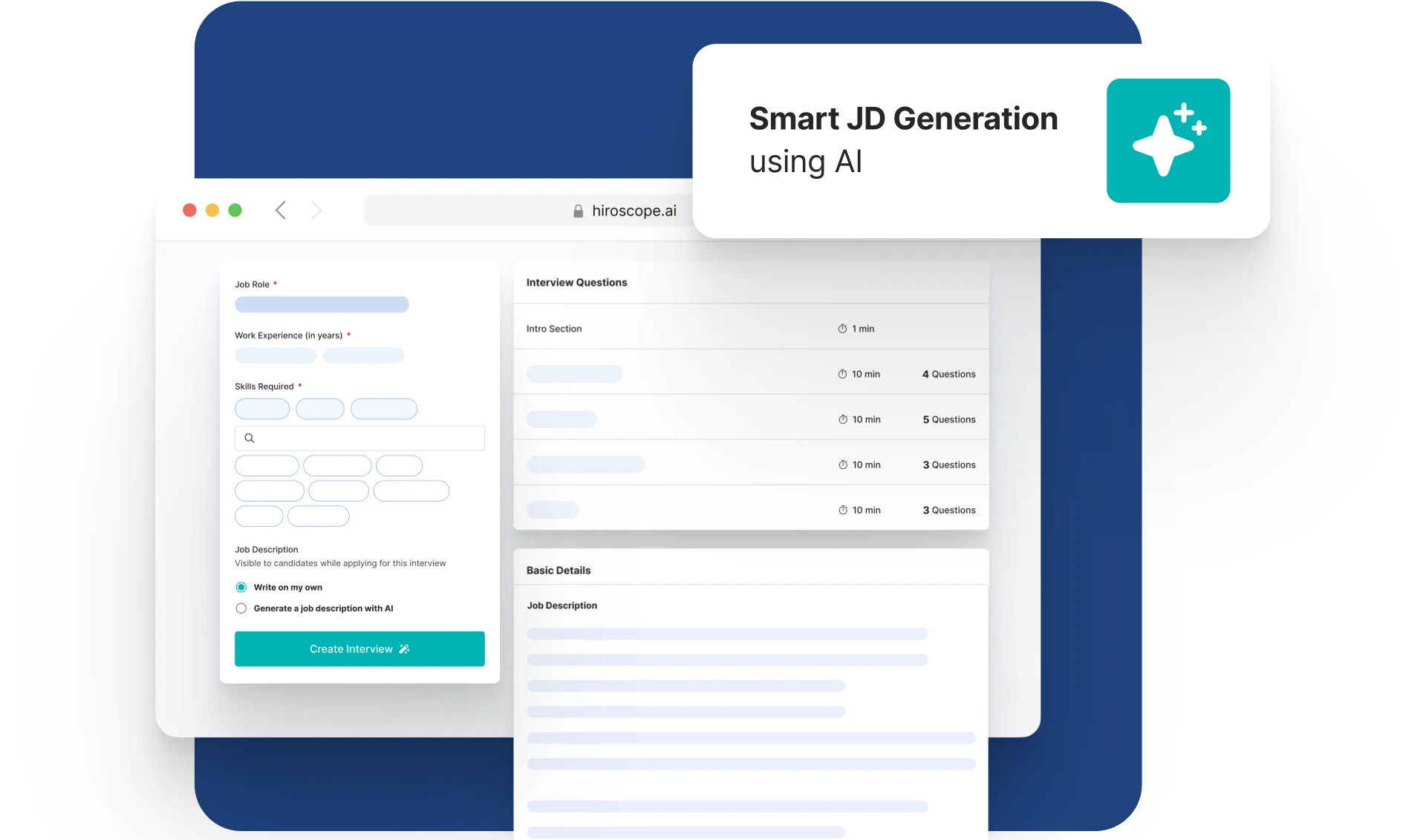 hiroscope.ai Create dynamic JDs feature demonstration