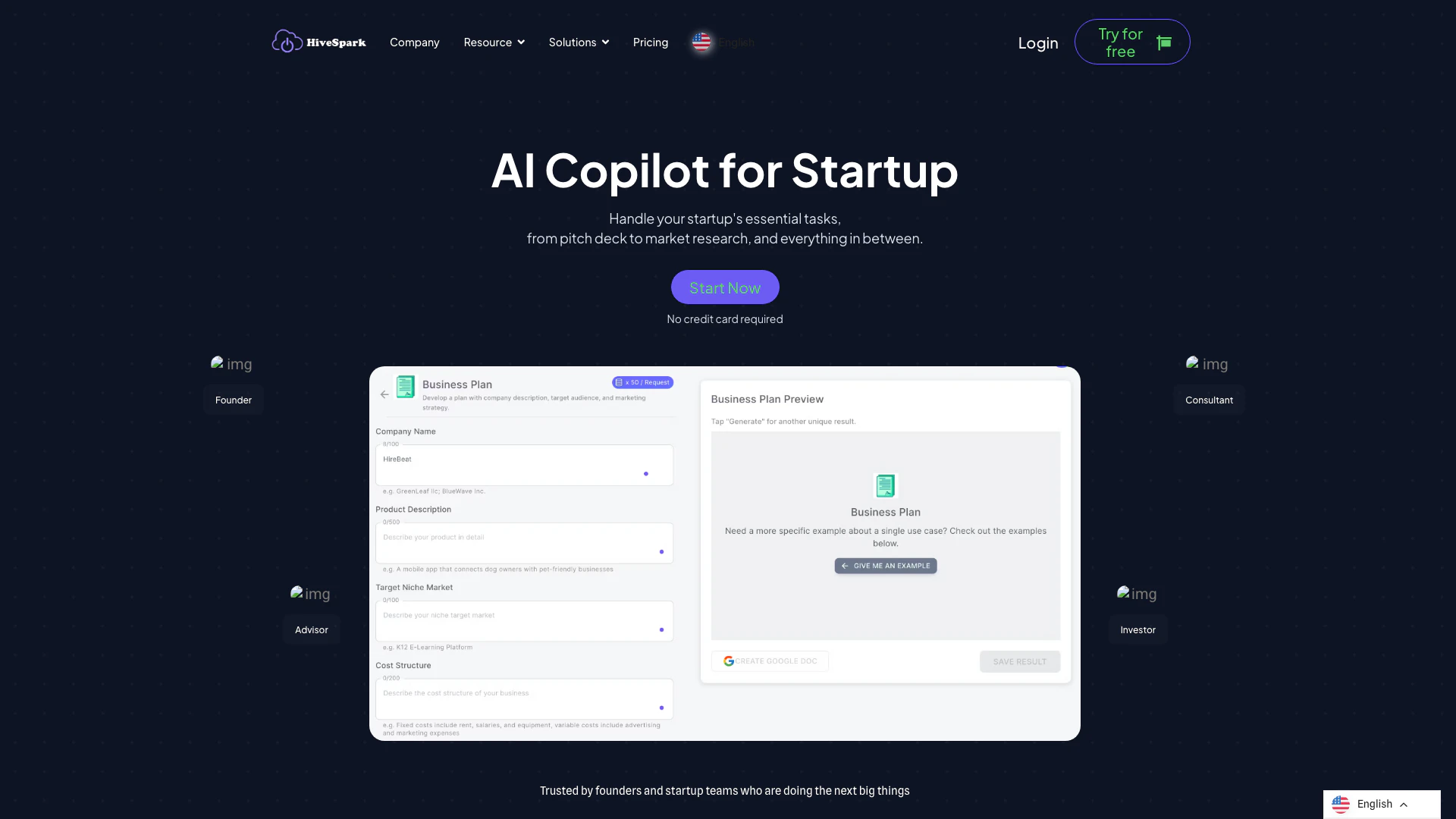 Hivespark website screenshot showing HiveSpark AI: Streamlined Content & Rese... interface and features