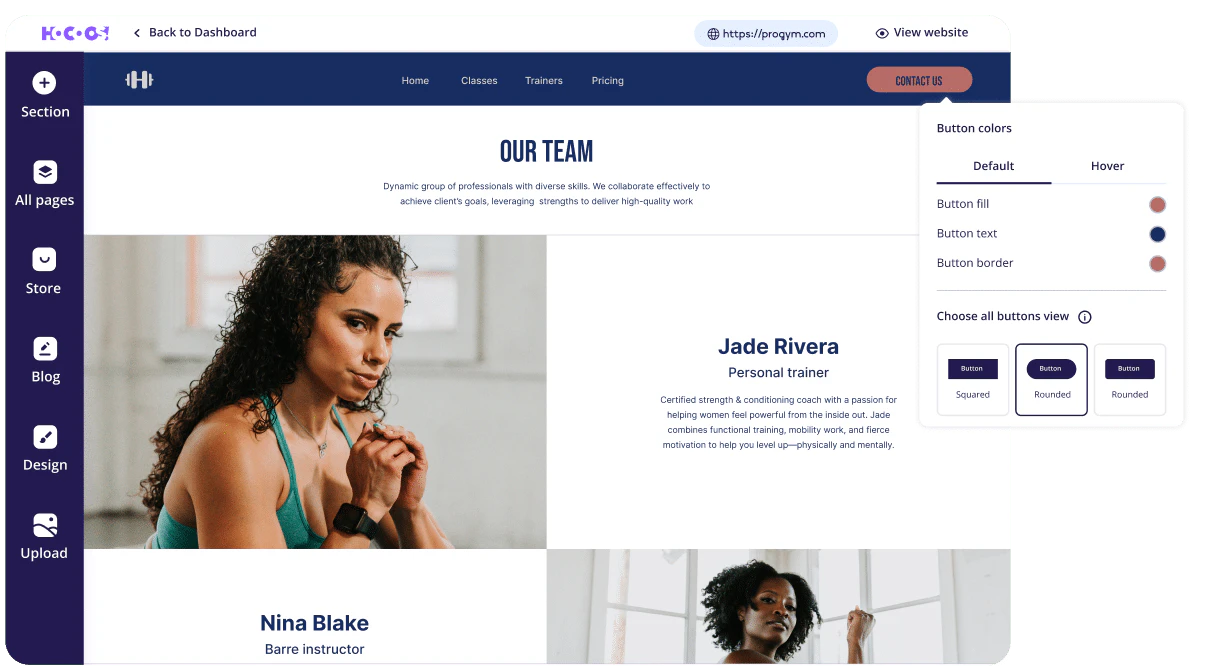 Hocoos website creation step 3