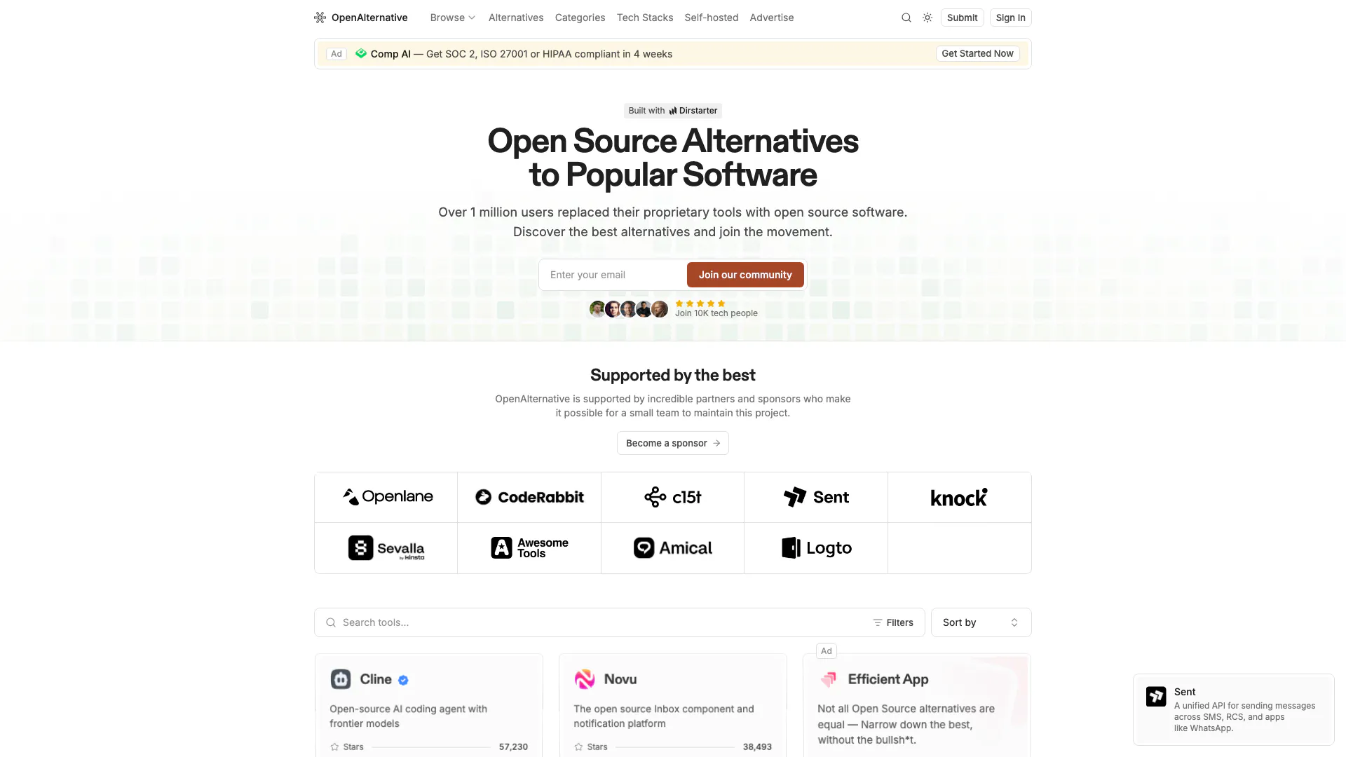 Openalternative screenshot