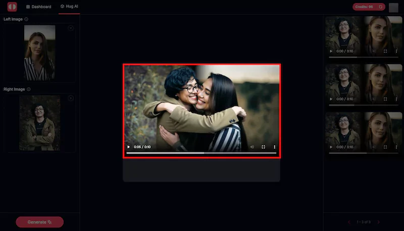 Hugai step 3: Wait for the magic of AI Hug video generation