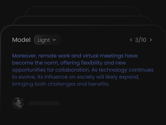 Instant transformation of text in Humanize