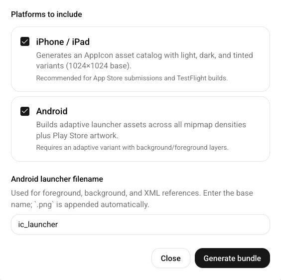 IconSprint use case example for downloading icon bundles