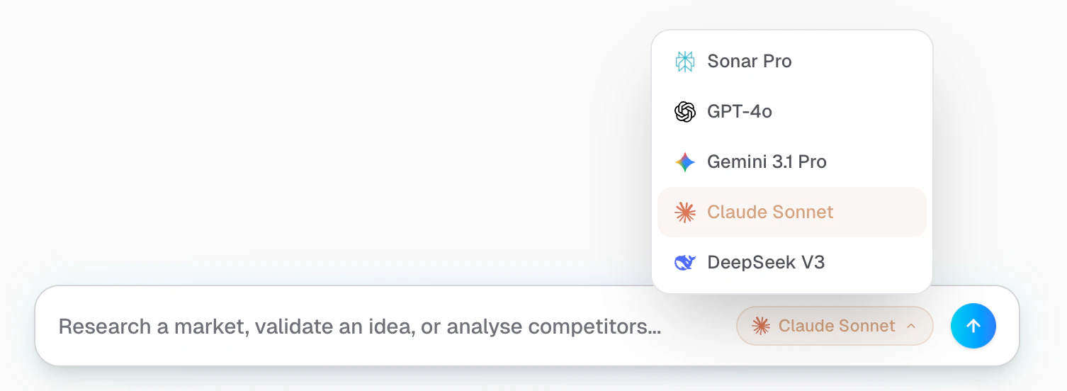 IdeaSaaS AI research interface