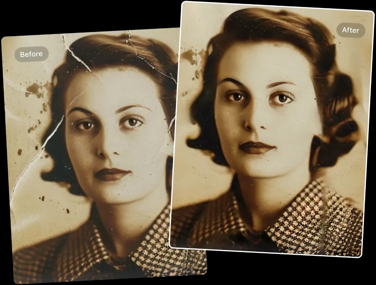 ImageColorizer use case showing restored family photo