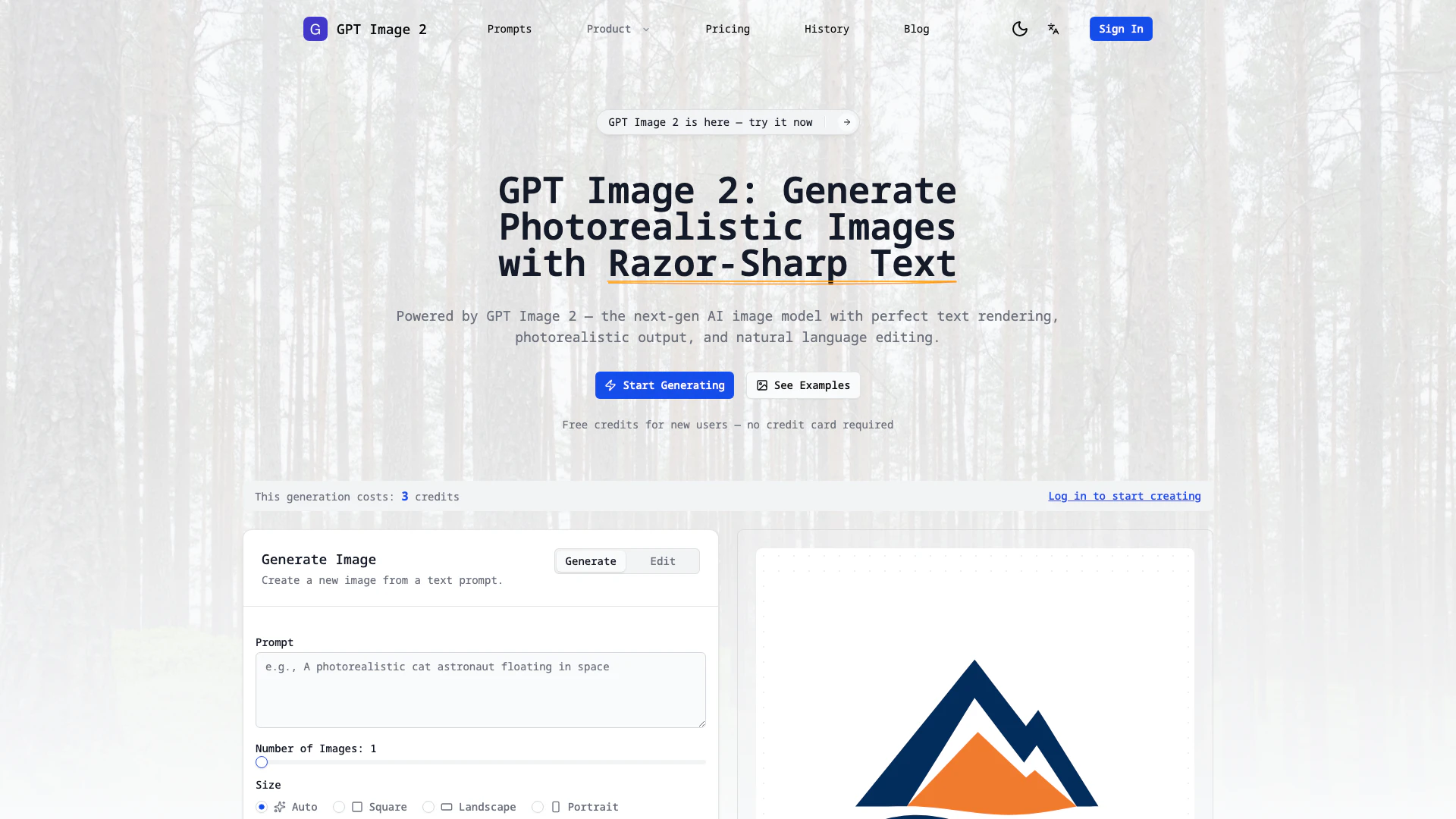 Imagesv2ai website screenshot showing Tạo ra những hình ảnh photorealistic ấn ... interface and features