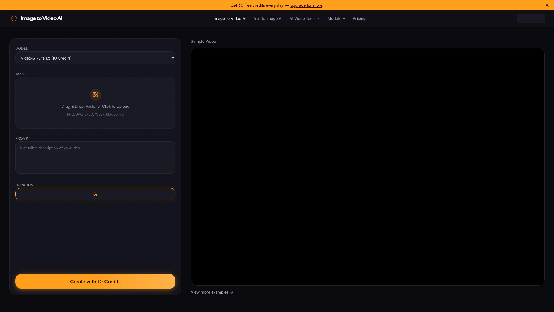 Imgtovideoai website screenshot showing Transform photos into stunning videos wi... interface and features