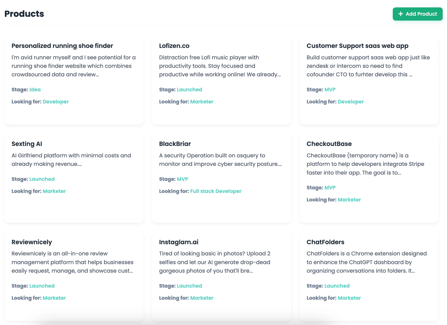 IndieMerger products showcase feature