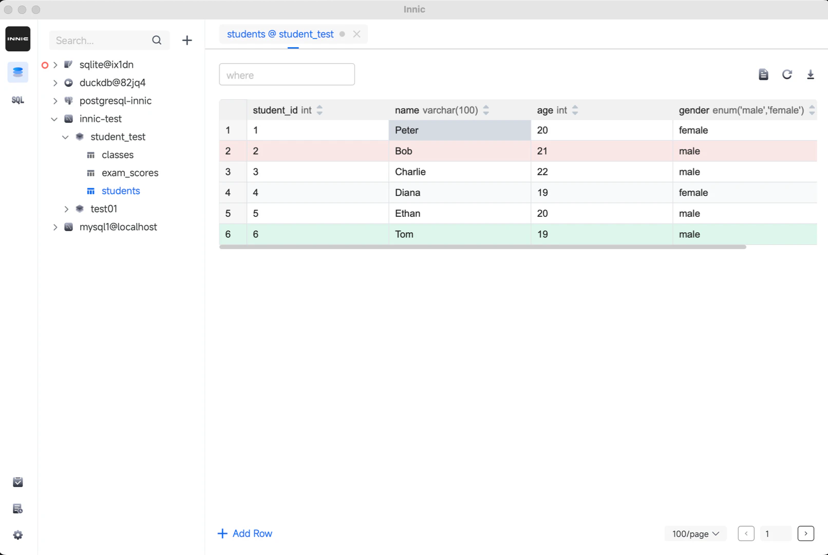 Innicdata table editing feature demonstration