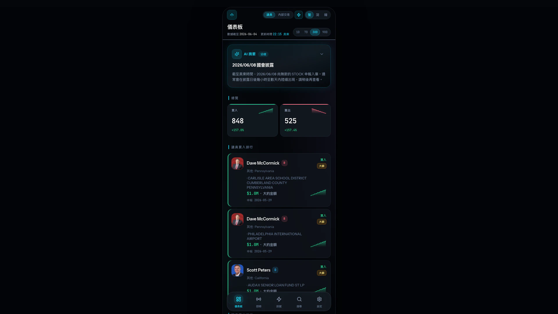 Insiderflow website screenshot showing Insiderflow provides real-time insights ... interface and features