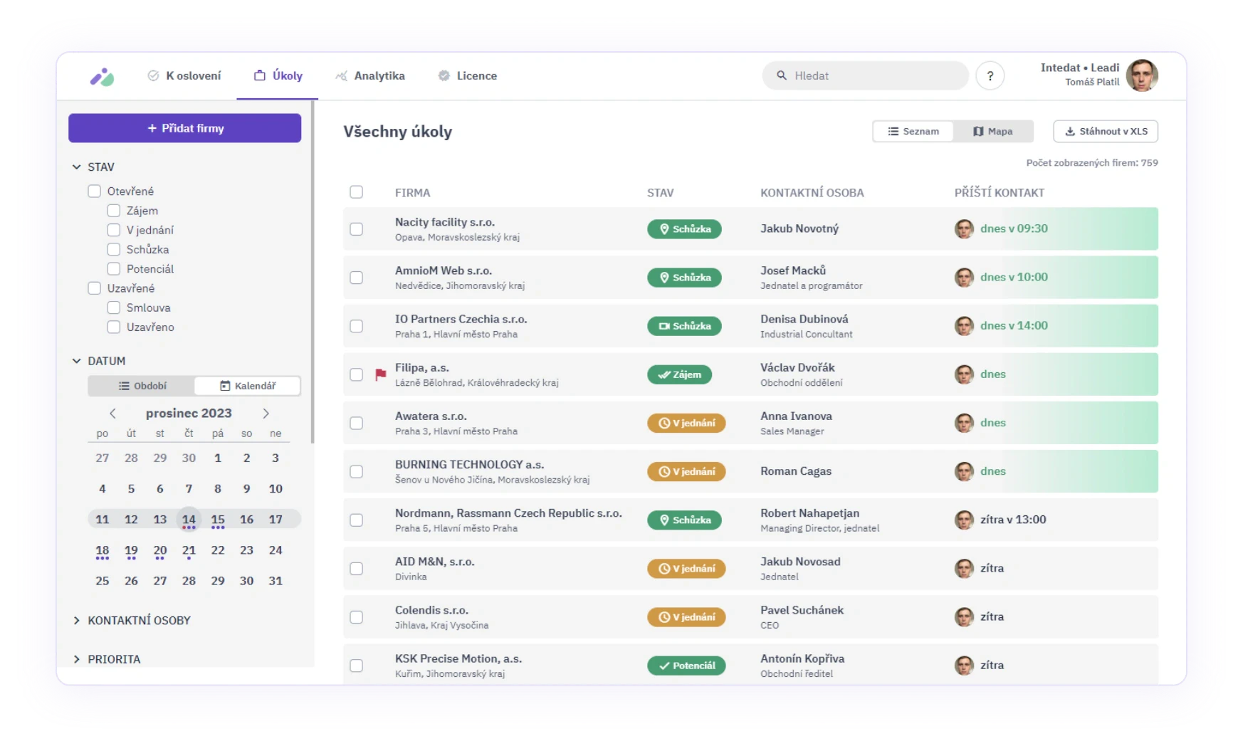 Intedat feature demonstration showcasing the intuitive user interface