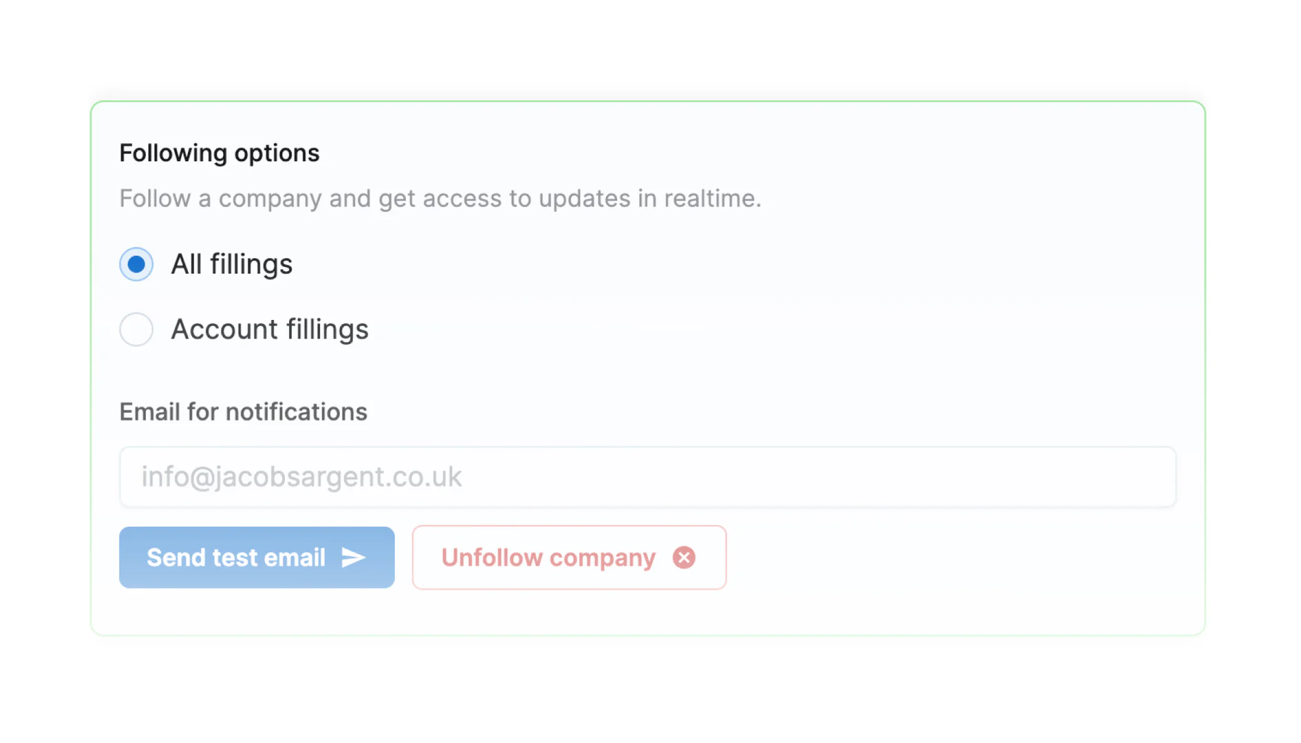 Interlu feature for following companies and getting alerts