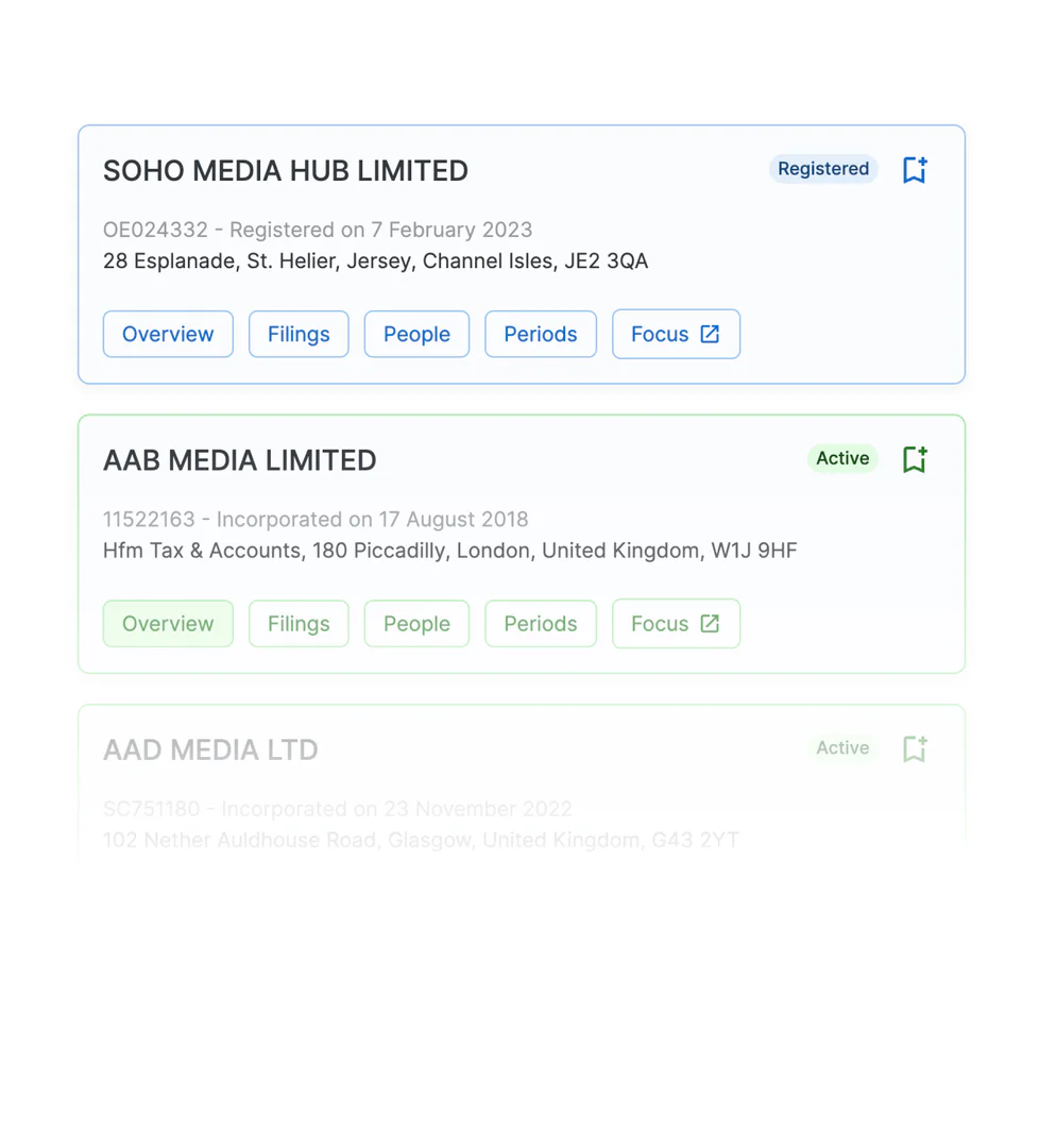 Interlu product interface for company search