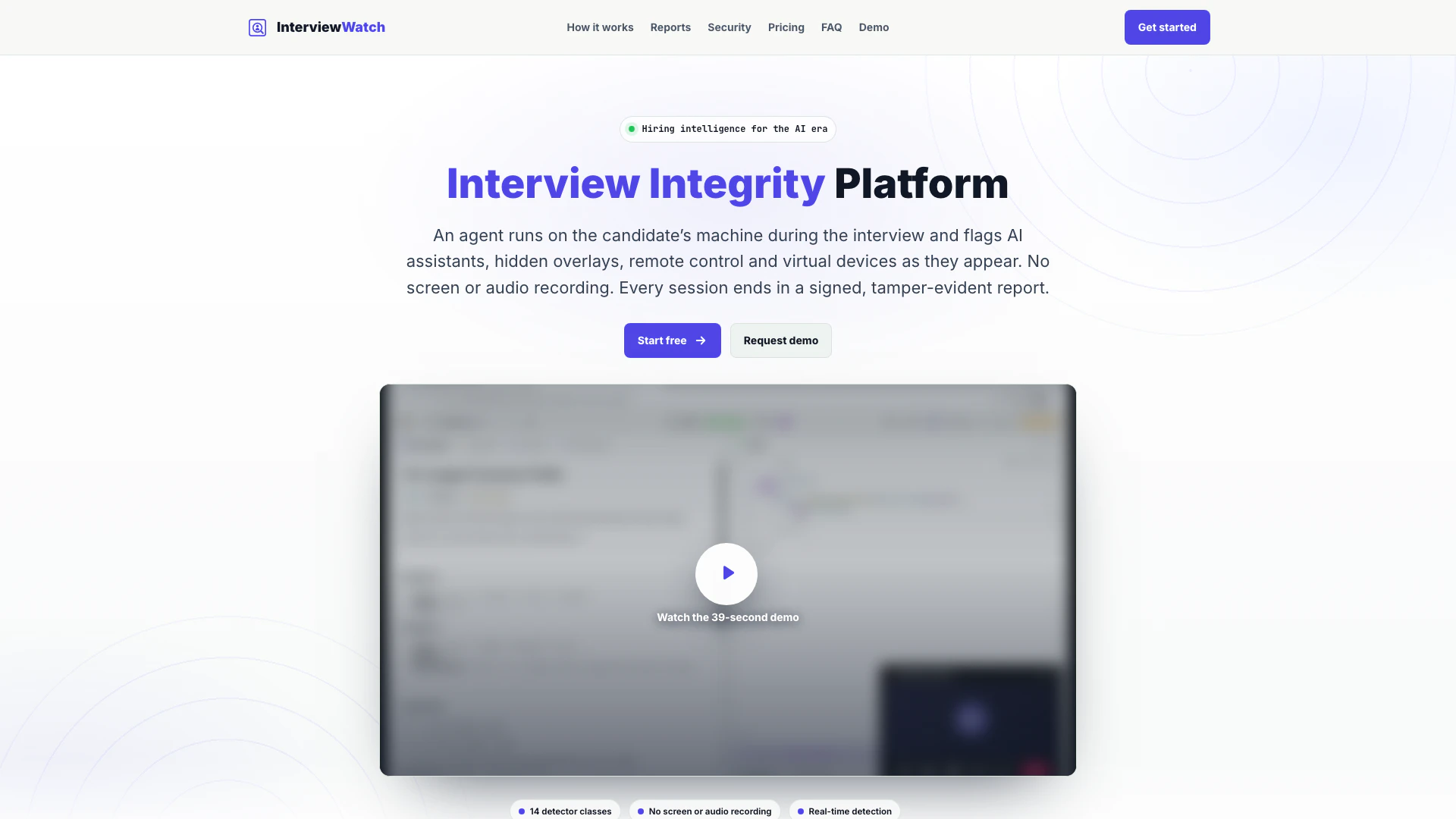 Interviewwatch website screenshot showing InterviewWatch supervisa entrevistas en ... interface and features