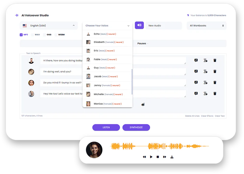 iSavantAI text to speech feature demonstration