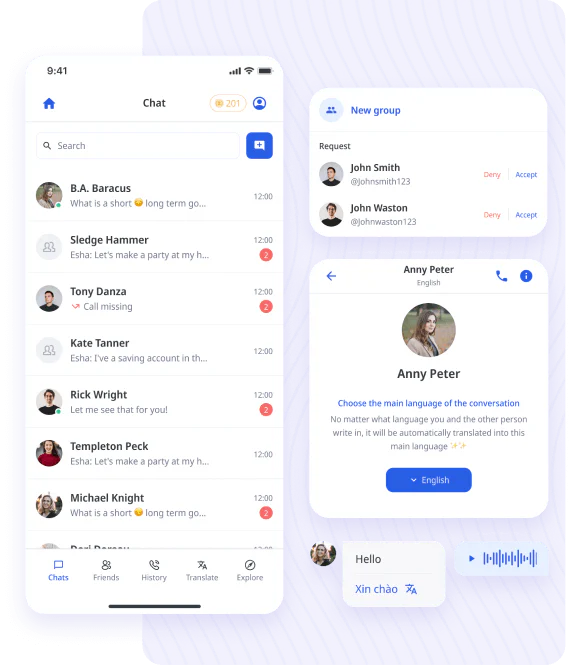 Iztalkai messaging feature example