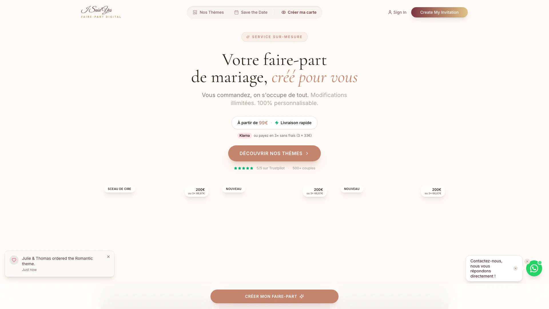Jaidisoui website screenshot showing Jaidisoui offers premium digital wedding... interface and features