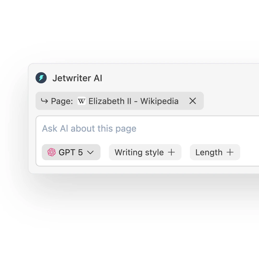 Jetwriter AI chat with page feature demonstration