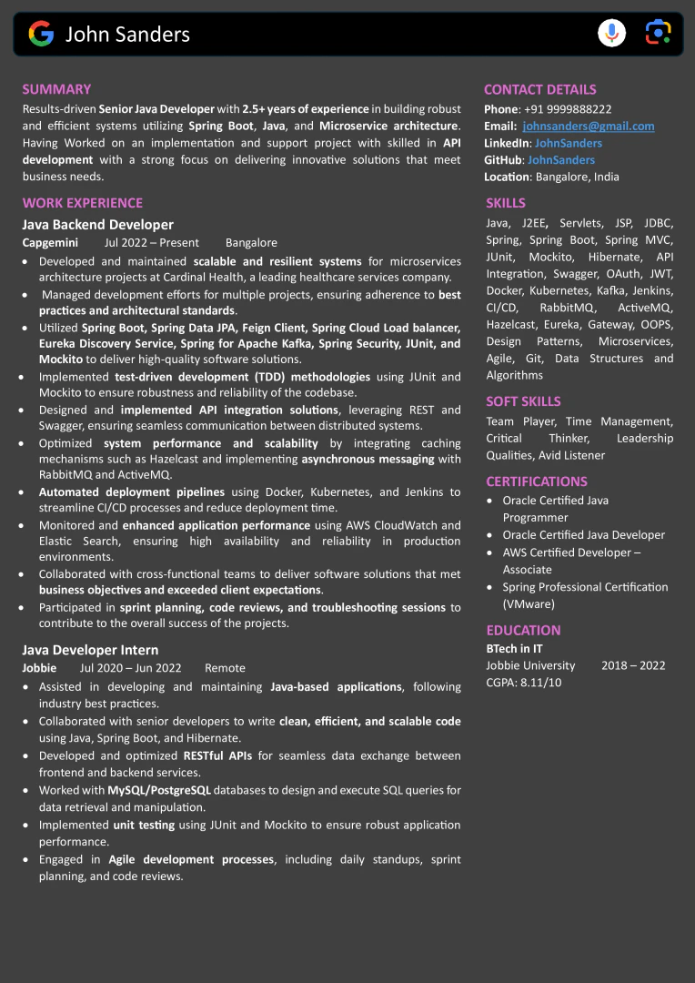 Jobbie resume use case example